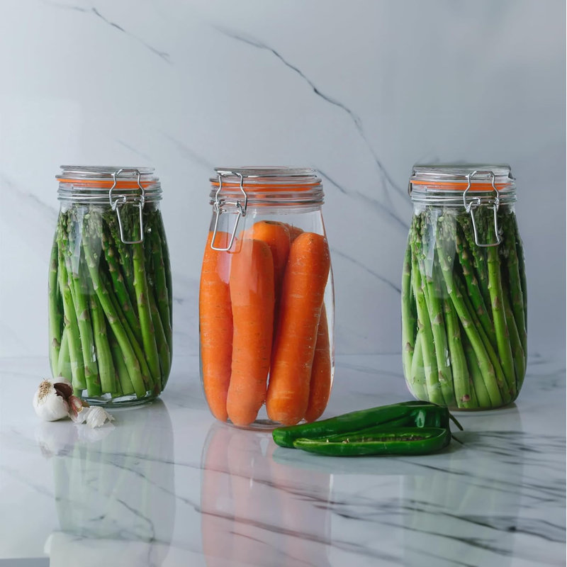 Glass Jar - Set of 3, 18cm H x 12cm W x 12cm D
