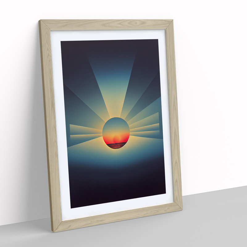 Urban Abstract Sunset - Wall Art, 66cm H x 48cm W, Oak Framed Paper, White