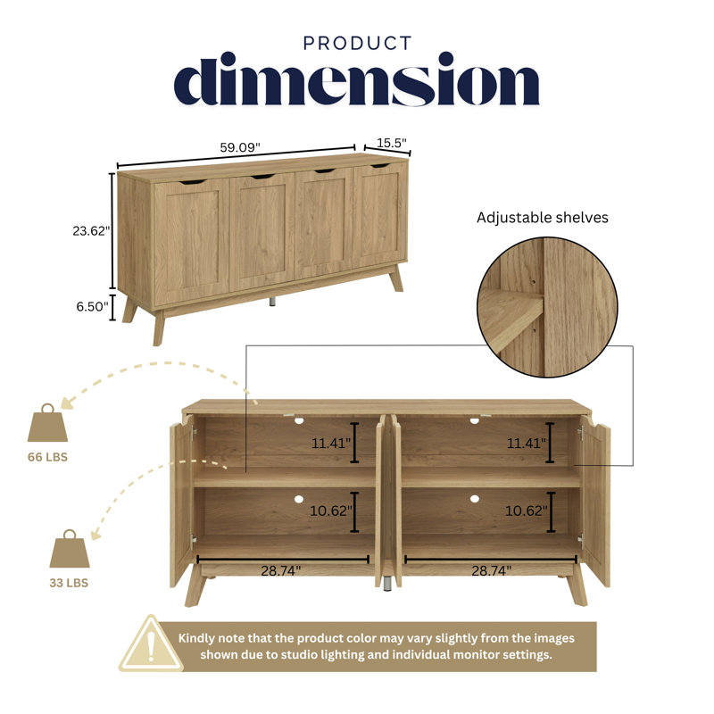 59.09" W 4-Door Buffet Sideboard