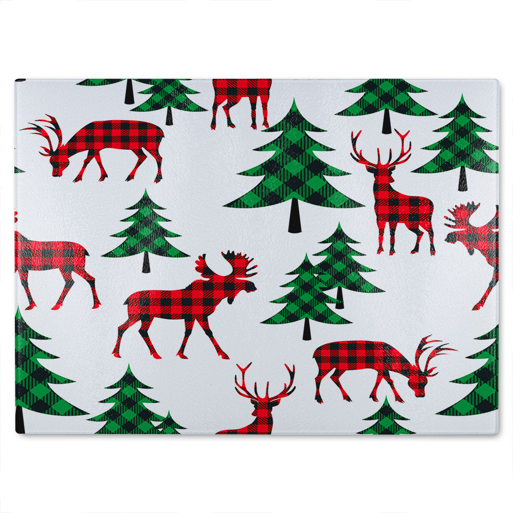 Buffalo Plaid Woodland Dining Glass Chopping Board