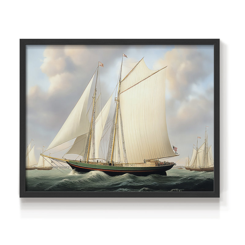Série nautique - XCVI - Impression encadrée - Restickable, H 22 po x l 28 po, Noir