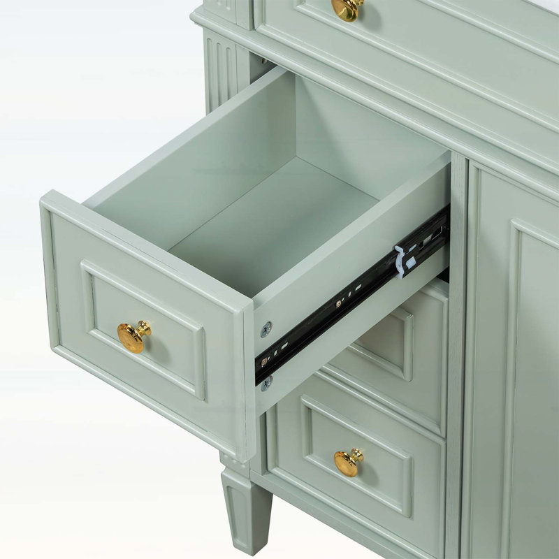 Meuble-lavabo en bois avec lavabo, Vert