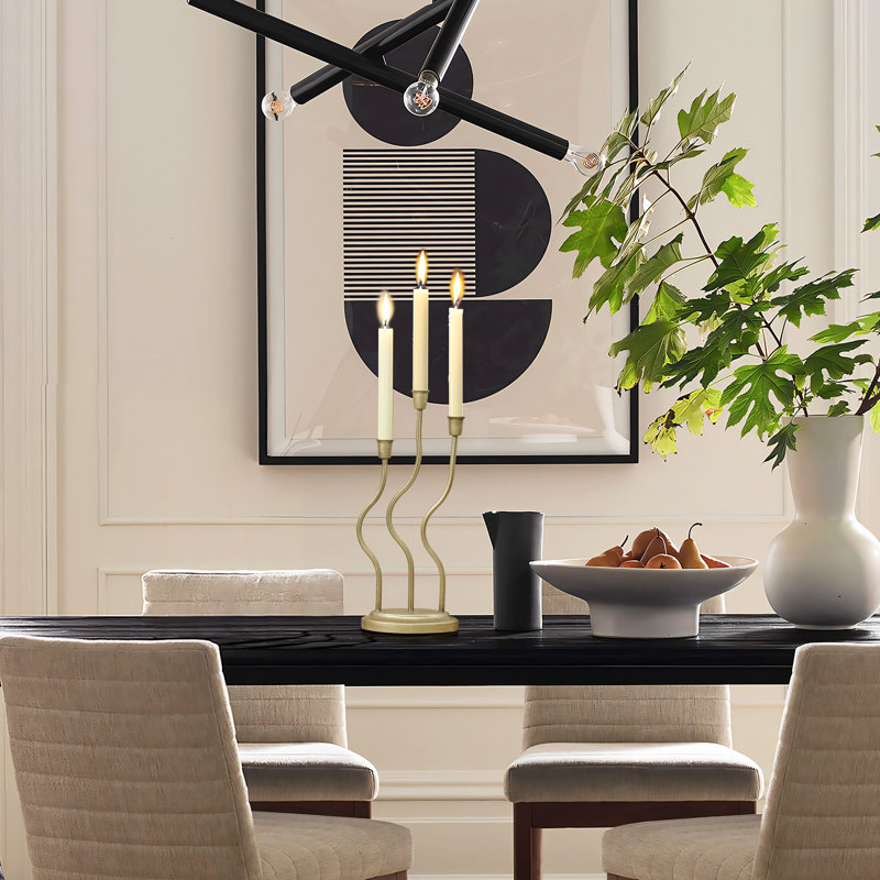 Porte-bougie moderne en métal doré 15,5 po