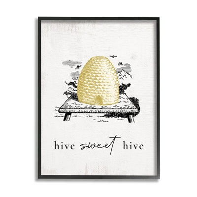 Hive Sweet Hive Vintage Beehive Illustration Bee Pun - Reproduction de dessin
