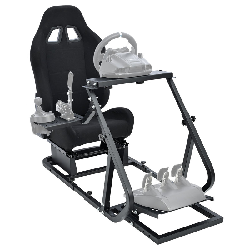 Anman Racing Sim Cockpit Stand Adjustable with Black Seat Fit Logitech G29 G923, Not Include Steering wheel & Wheels & Pedals and Shifter Handbrake