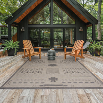 Diana Geometric Black & Beige Indoor / Outdoor Area Rug