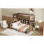 Lit simple superposé au-dessus de grand lit simple avec armoires de rangement et ports USB-118098550-118098551
