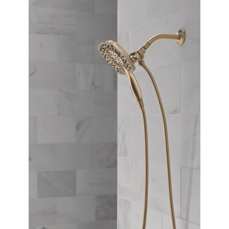 Pomme de douche double à 4 jets avec douchette In2ition, Bronze champagne