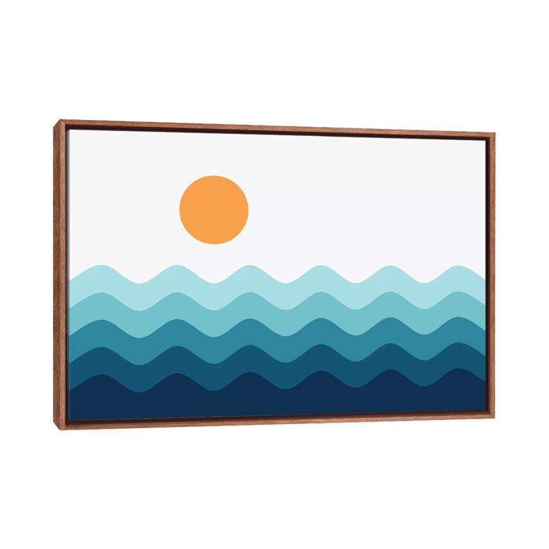 Paysage abstrait, impression d’art graphique, Pas de tapis, H 40 po x l 60 po x 1,5 po, Cadre bois classique