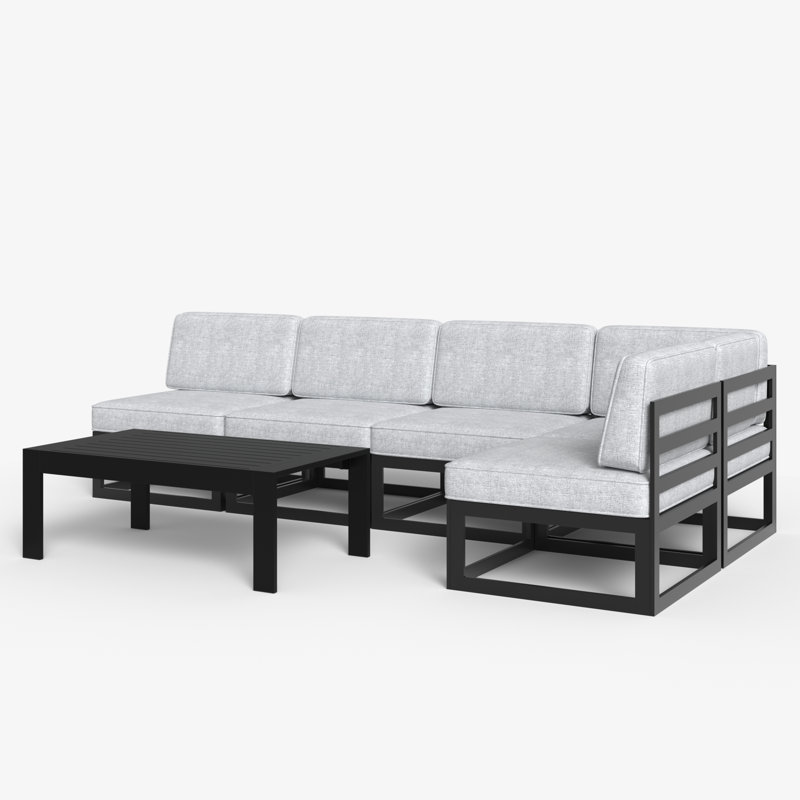 6 - Piece Outdoor Modular Sectional Set with Coffee Table, Gray