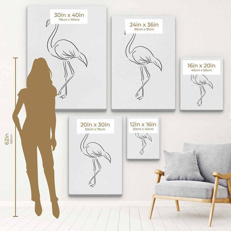 «Konover White Flamingo», art mural sur toile 9788, H 16 po x l 12 po, Cadre flottant blanc
