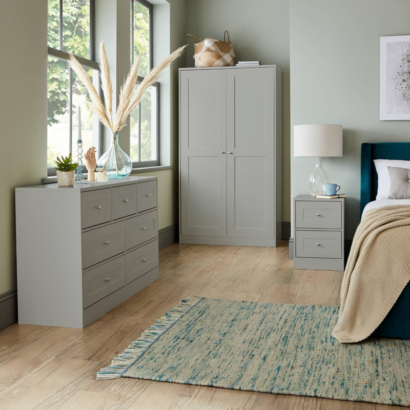 Merrigan 2 Door Manufactured Wood Wardrobe, Grey