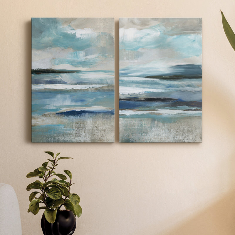 " Distant Drama I " 2 - Pieces Painting Print, Wrapped Canvas, 27" H x 36" W x 1" D