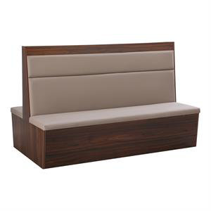 Double Melamine Booth with Beige Padded Seat & Back and Walnut Veneer Base