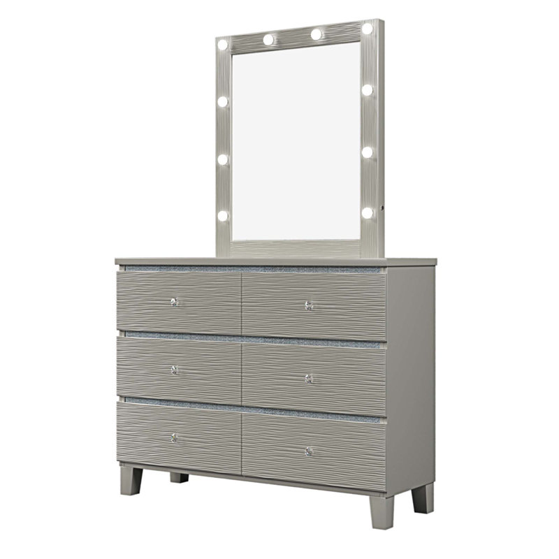 Commode double 6 tiroirs avec miroir Kawena