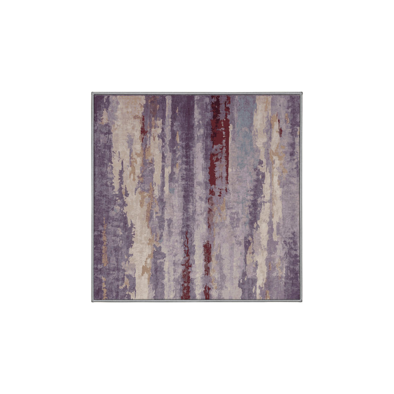 Machine Washable Pink Area Rug, Square 5'
