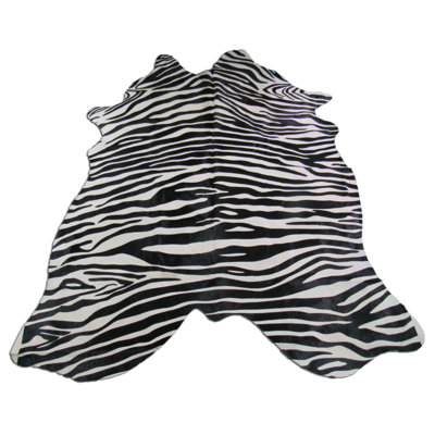 Zebra Print Cowhide Rug Horizontal Stripes