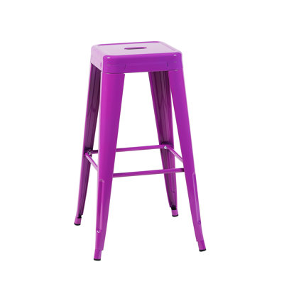 Tabourets de bar en métal 30 po sans dossier de 30 po de hauteur, sans empilage, détachables et faciles à assembler, espace pour îlot de cuisine, bar, salle à manger - métal imperméable, structure 4 en mauve