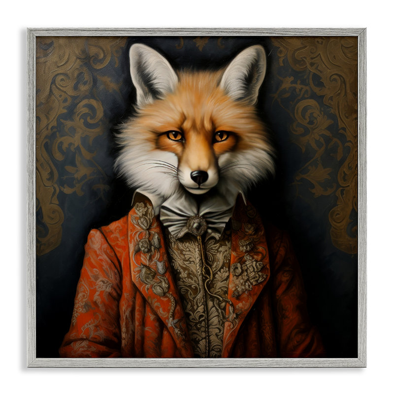 Mystic Metamorphosis Fox, estampe numérique, design par Lazar Studio, 24 po x 24 po, Giclée de ferme grise encadrée