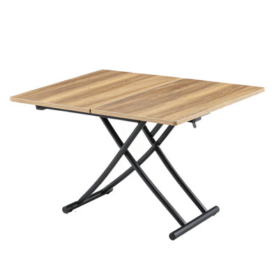 Table de salle à manger à hauteur ajustable multifonctionnelle en bois aggloméré et plateau en bois noir