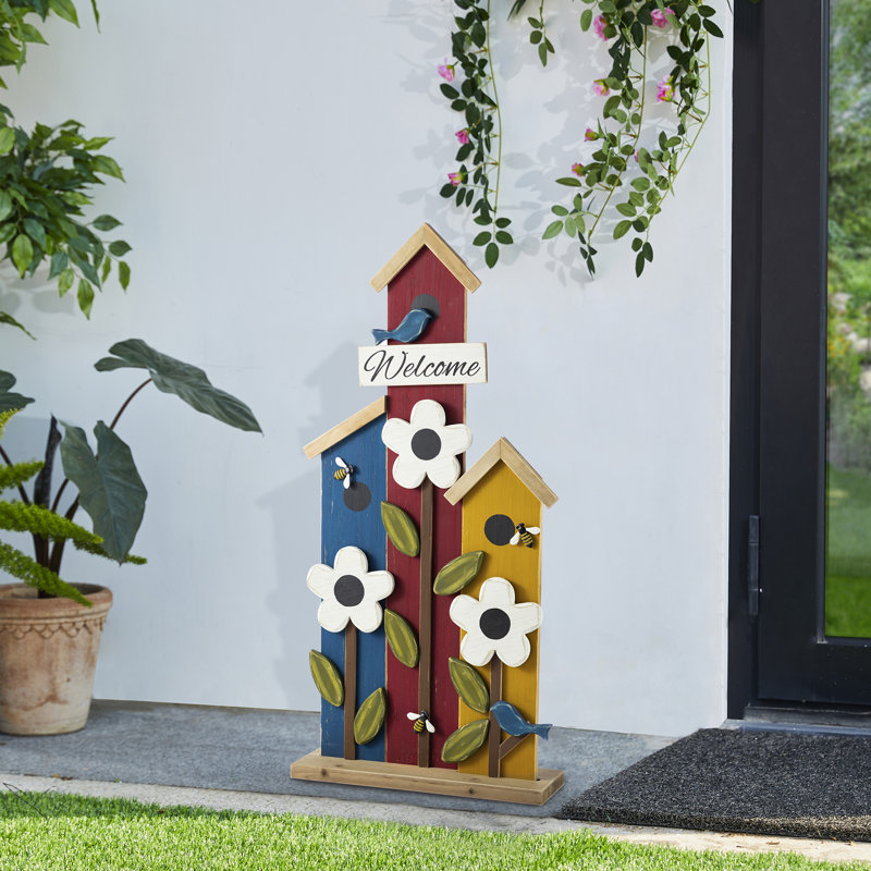 30"H Solid Wood Birdhouse Shaped Porch Décor