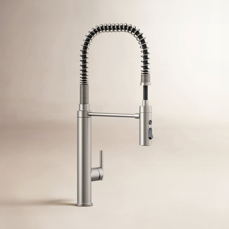 Robinet de cuisine semi-professionnel à pré-rinçage avec douchette extractible Kohler Purist®, Argent