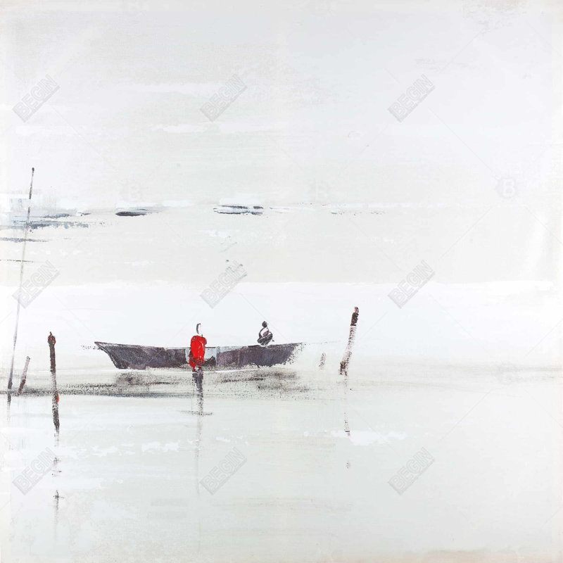 "Bateau minimaliste sur le lac"
