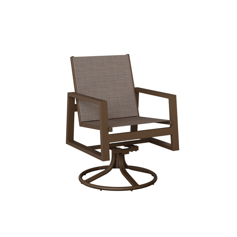 Chaise berçante pivotante en aluminium Ohlson Mesquite, Bleu cadet Shelby, Filon de bois mesquite