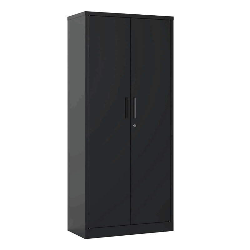 Metal Garage Storage Cabinet, Black Tool Steel Locking Cabinet With Doors And Shelves, Tall Cabinets For Garage Storage Systems Lockable File Cabinet For Home Office, Classroom/Pantry