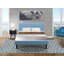 Ensemble de lit plateforme 2 pièces avec très grand lit et une table de chevet bleu marine - Fabrication fiable et durable - Lit en tissu de lin bleu denim-1396991127-1464329103