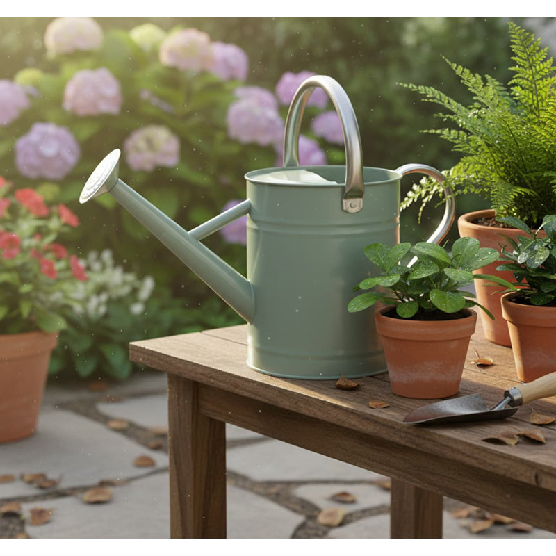 Metal Watering Can with Removable Spout, Galvanized 1 gal., Perfect for Indoor & Outdoor Use (Yellow), Green