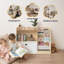 Bibliothèque pour enfants en bois naturel à 2 niveaux avec élingues en tissu pour chambre ou salle de jeux-1218261305-1218261304