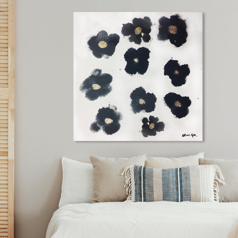 Coco's Gold Camellias - Graphic Art, 40" H x 40" W, Wrapped Canvas, No Mat