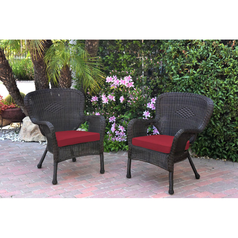Batchelder Wicker Outdoor Lounge Chair, Espresso, Red