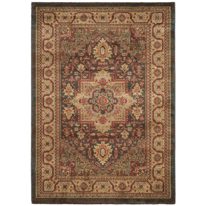 Pennypacker Oriental Navy/Natural Area Rug, Rectangle 3' x 5'
