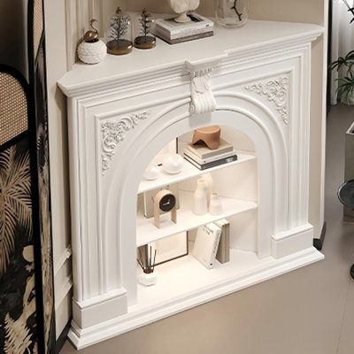 Foyer autoportant en bois massif beige