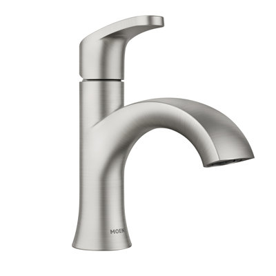 Robinet de salle de bain à poignée simple Moen Karis avec drain rétractable, plaque de pont incluse
