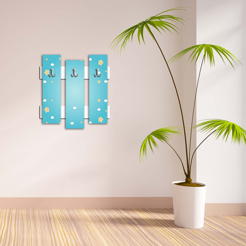 Portemanteaux mural bleu clair / jaune Ariton