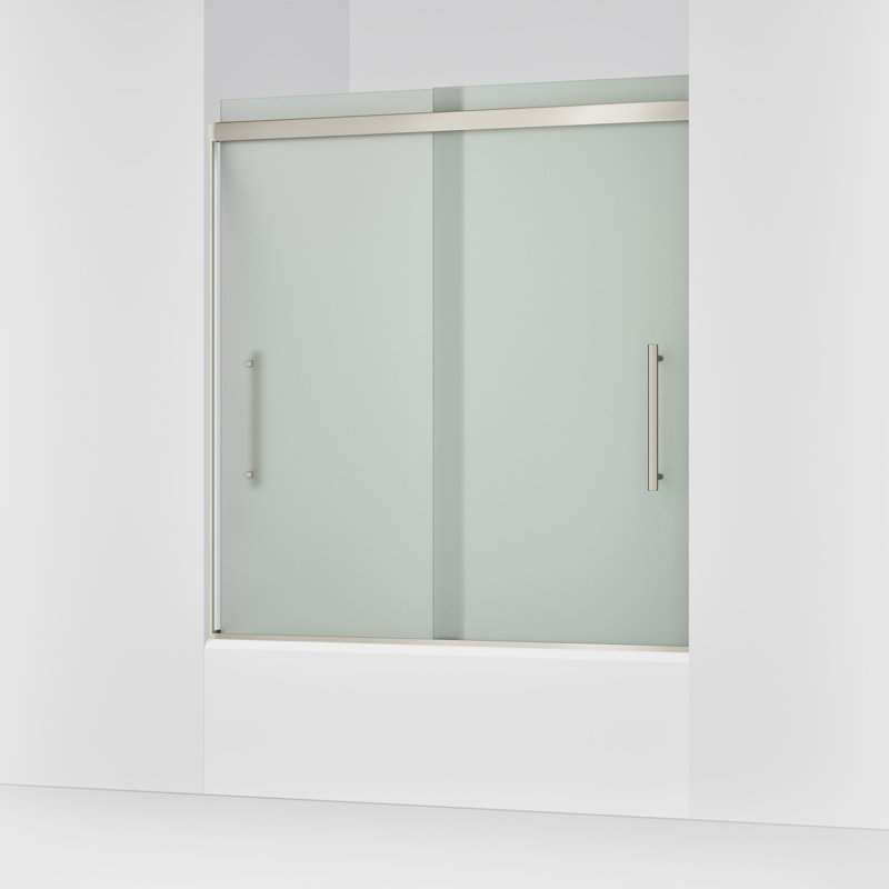 Pleat Frameless Sliding Bath Door, Nickel