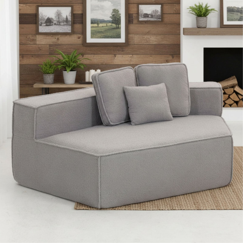 Canapé simple moderne en tissu Teddy, Gris