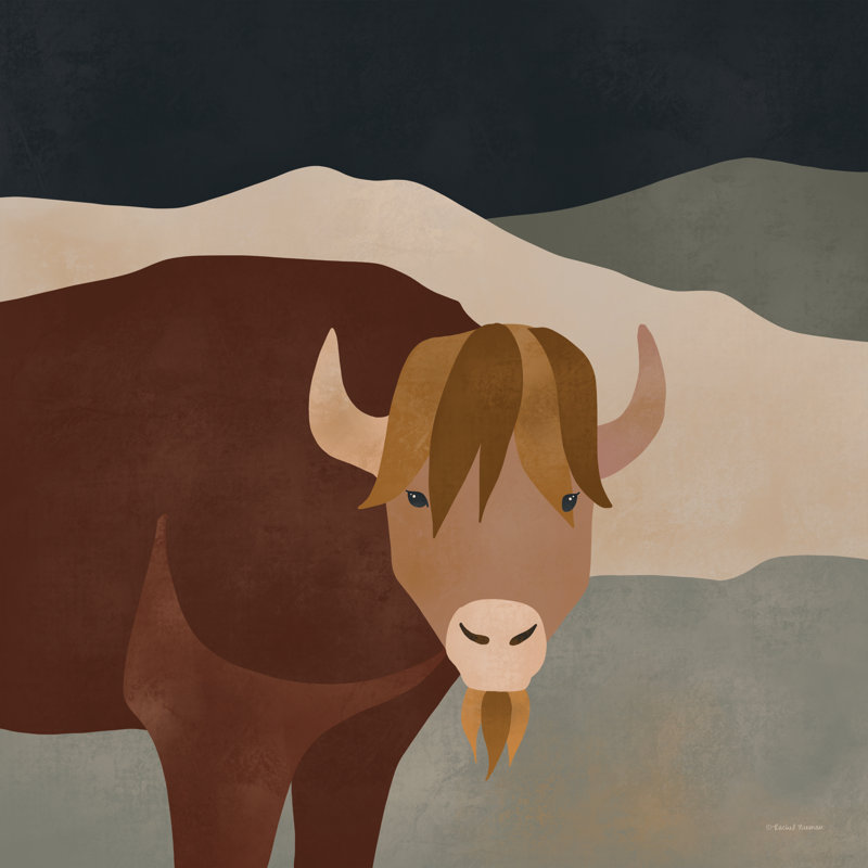 «Mod Boho Bison On Canvas» par Rachel Nieman, reproduction, H 30 po x l 30 po x P 1,25 po