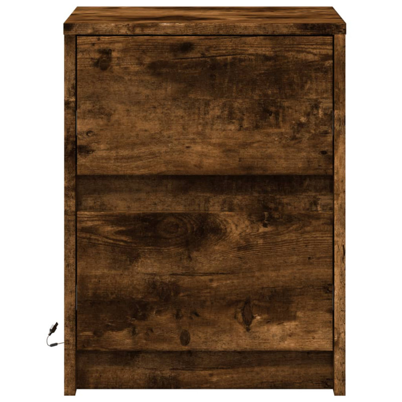 Danjela 38cm W Manufactured Wood Bedside Table, Set of 2, Smoked Oak