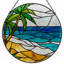 Panneau de vitrail 12 "H Tropical Beach-457776033
