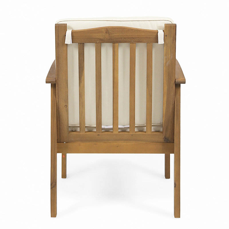Fauteuil club en acacia, 2, Brun
