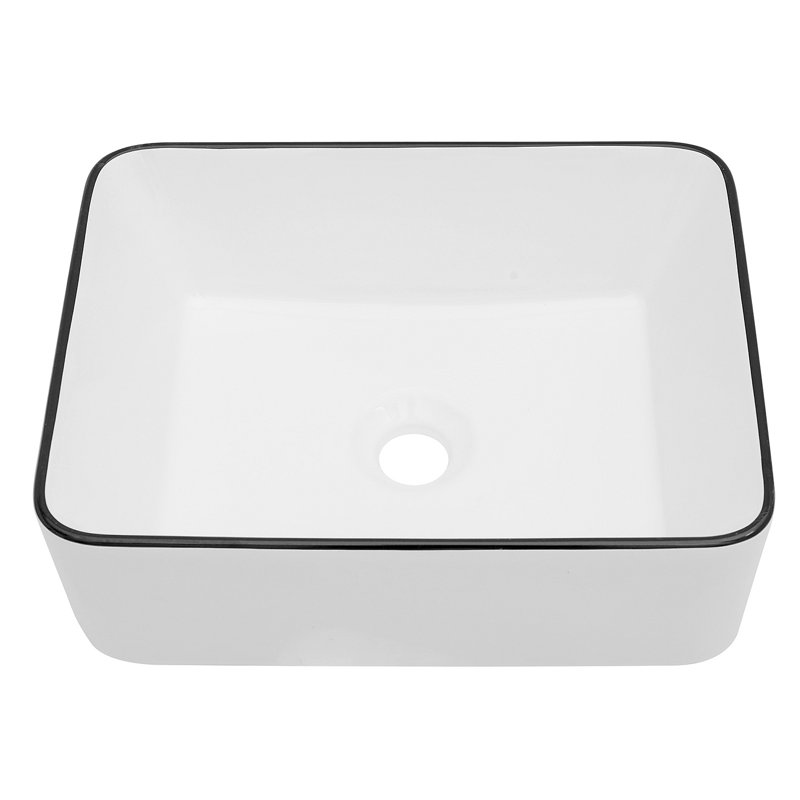 Lavabo de salle de bain rectangulaire en céramique blanche 16X12 pouces