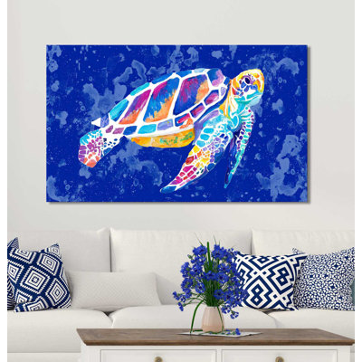 «Vibrant Blue Sea Turtle» par Chelsea Goodrich - reproduction