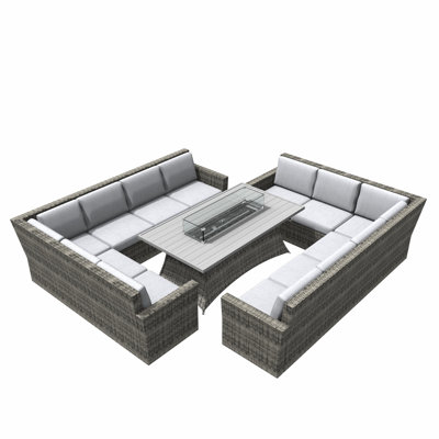 Wicker 12 - Person Patio Conversation Set with Cushions