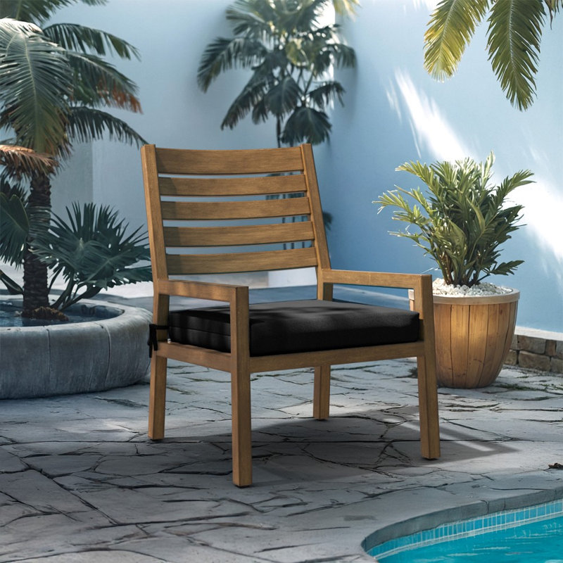 Chair Pad Cushion Set Of 2, 18" X 18" X 2.5", Premium Memory Foam Core With Waterfall Edge, Sunbrella, Patio Cushion For Outdoor Chairs