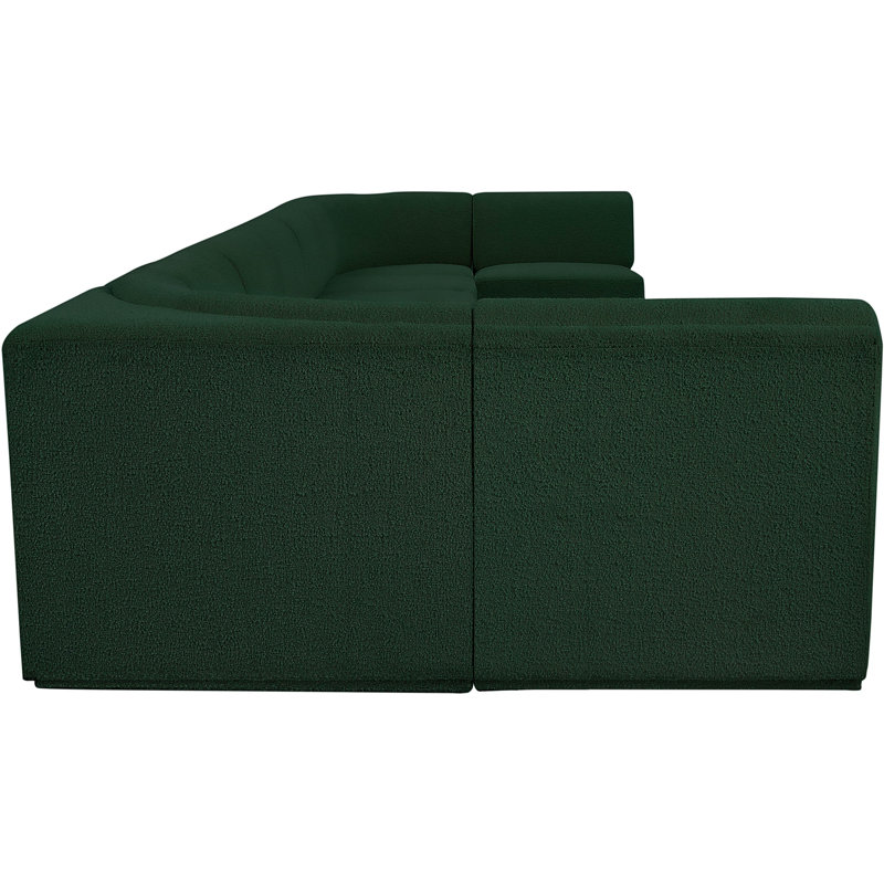Ollie 9 - Piece Upholstered Sectional, Green Boucle Fabric
