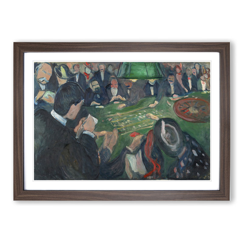 At the Roulette Table by Edvard Munch - Picture Frame Painting, Walnut Framed, 27cm H x 36cm W x 2cm D
